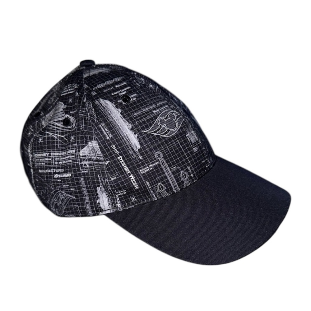Disney Cruise Line blueprint Black and Gray Patterned Cap